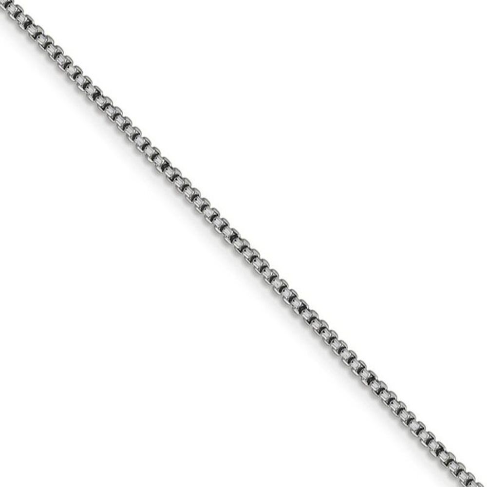 1.5mm 14k White Gold Hollow Round Box Chain Necklace, 16 Inch